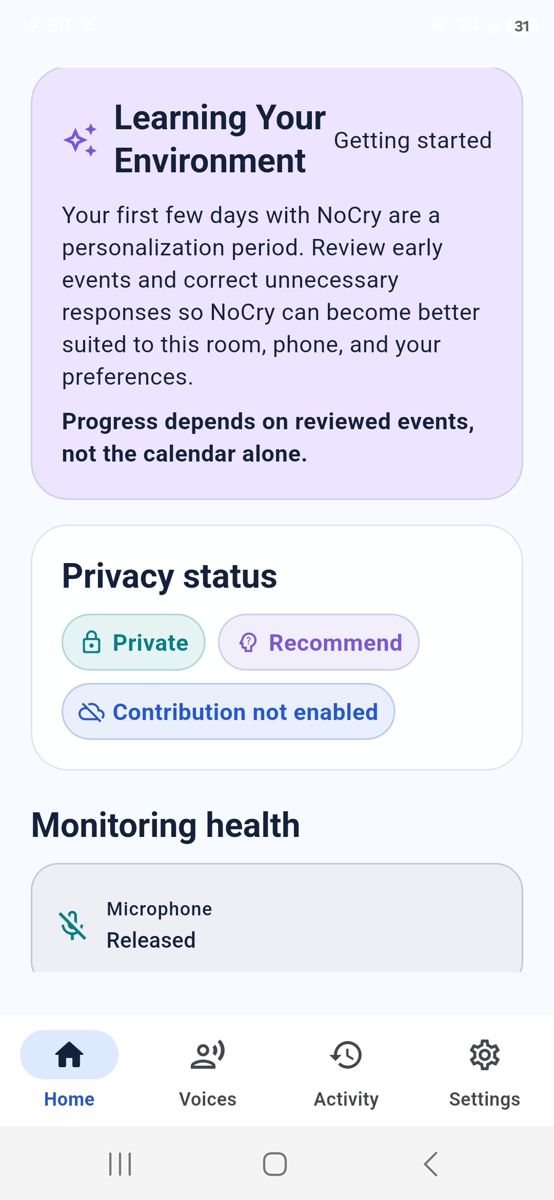 NoCry monitoring health during supervised S25 Ultra testing